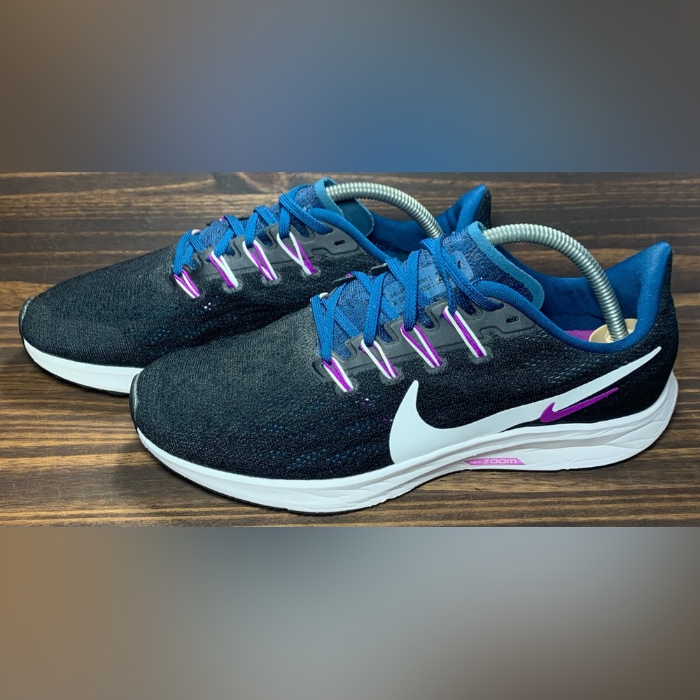 Nike Pegasus 36 Womens Size 10 Shoes Black Navy Purple Athletic Sneakers